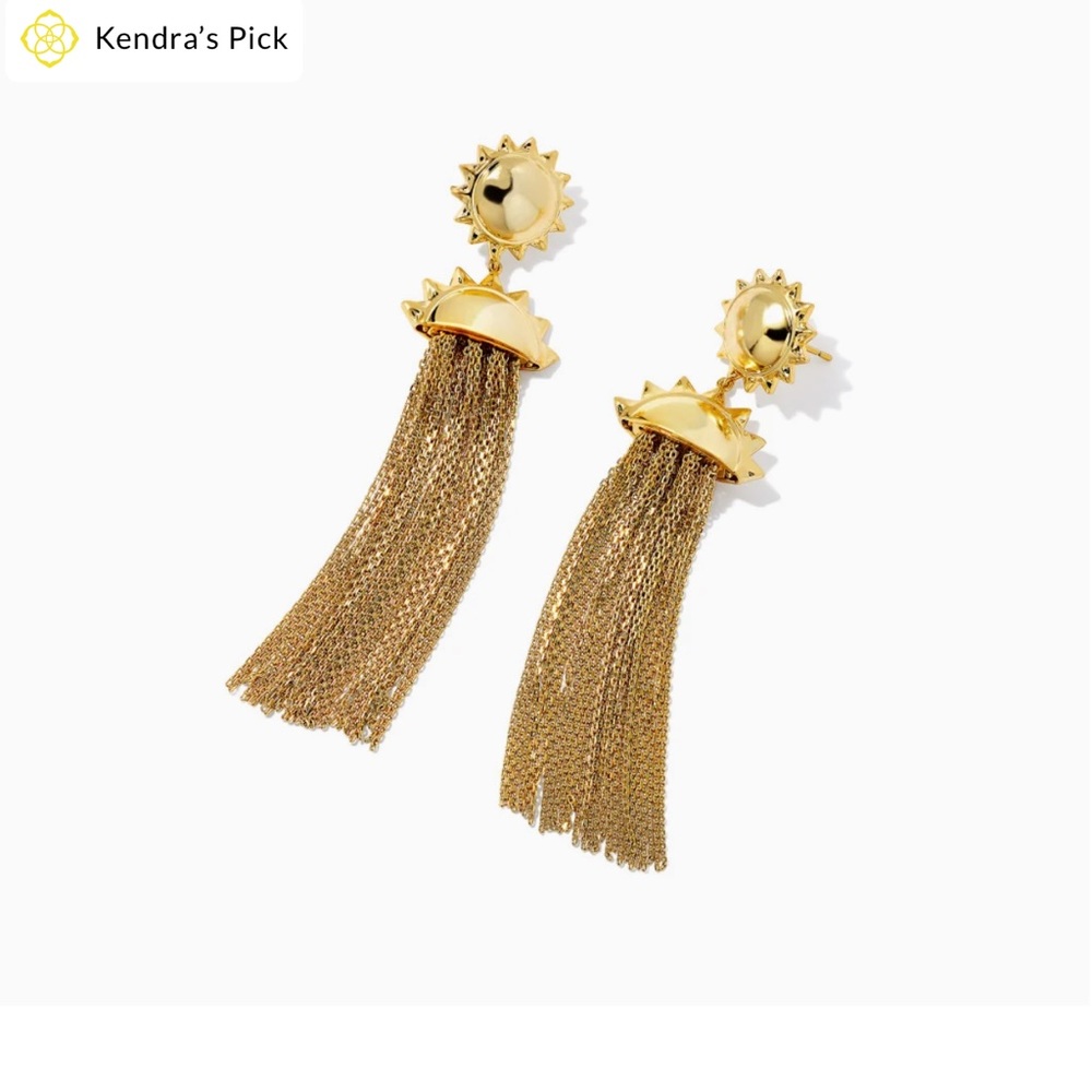 KENDRA SCOTT 14k Gold-Plated Sienna Sun & Chain Tassel Statement Earrings